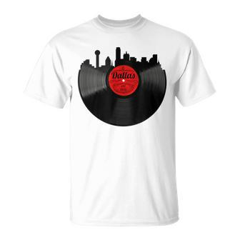 Dallas Texas Skyline Record Tx Retro Vintage T-Shirt | Mazezy UK