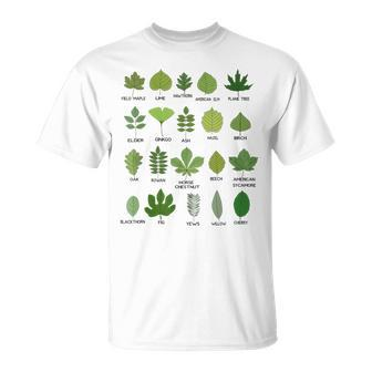 Different Types Of Tree Leaves Common Leaves Nature Lovers Unisex T-Shirt - Monsterry AU
