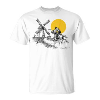 Don Quixote Vs Windmill In Sunshine T-Shirt | Mazezy