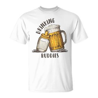 Drinking Buddies Dad And Baby Matching Fist Father Drinking Funny Designs Funny Gifts Unisex T-Shirt | Mazezy