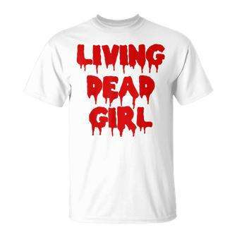 Dripping Blood Halloween Zombie Movie Living Dead Girl Halloween T-Shirt | Mazezy