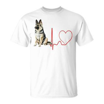 East European Shepherd Dog Heartbeat Ekg Dogs Lover & Owner T-Shirt | Mazezy