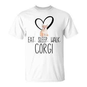 Eat Sleep Walk Corgi Dog Unisex T-Shirt | Mazezy