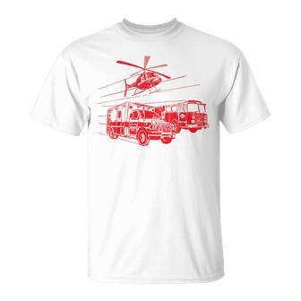 Ems Fire Rescue Truck Helicopter Cute Unique T-Shirt - Monsterry