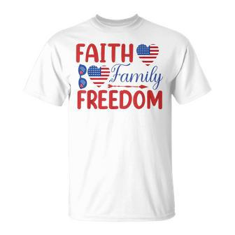 Faith Family Freedom Usa Flag July 4Th American Independence Unisex T-Shirt | Mazezy UK