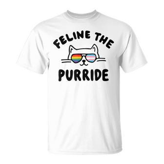 Feline The Purride - Cat Pun Gay Pride Unisex T-Shirt | Mazezy