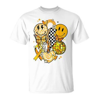 Fight For A Cure Retro Smile Face Childhood Cancer Awareness T-Shirt | Mazezy