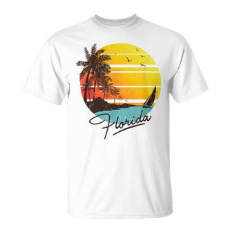 Florida Sunshine State Retro Summer Tropical Beach Florida Gifts & Merchandise Funny Gifts Unisex T-Shirt | Mazezy