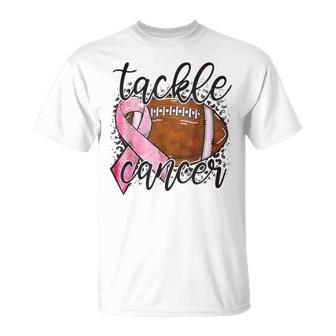 Football Pink Ribbon Tackle Breast Cancer Awareness T-Shirt - Seseable