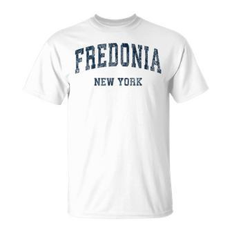 Fredonia New York Ny Vintage Varsity Sports Navy T-Shirt | Mazezy
