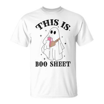 This Is Boo Sheet Spider Decor Ghost Spooky Halloween T-Shirt - Seseable
