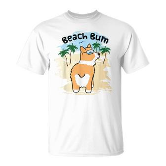 Funny Corgi Dog Beach Bum T Unisex T-Shirt | Mazezy