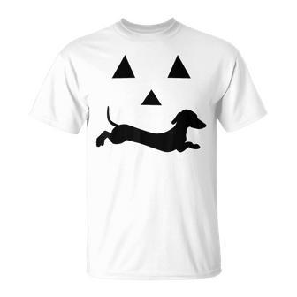 Dachshund Jack O Lantern Pumpkin Face For Halloween T-Shirt - Monsterry UK