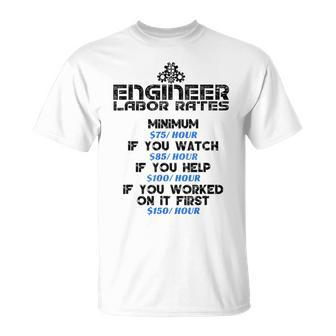 Engineer Labor Rate Humor Joke T-Shirt | Mazezy