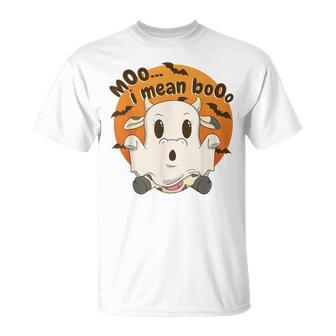 Halloween Ghost Cow Moo I Mean Boo Halloween T-Shirt - Thegiftio UK