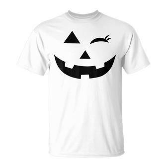 Jack O Lantern Pumpkin Wink Face For Halloween Costume T-Shirt | Mazezy