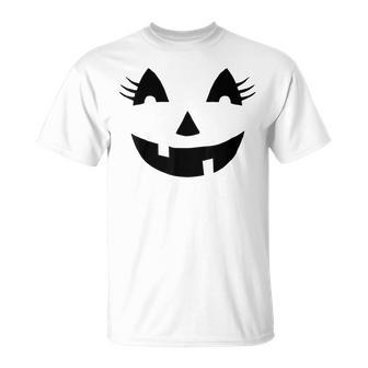 Funny Jack O Lantern Pumpkin With Eyelashes For Halloween Pumpkin Funny Gifts Unisex T-Shirt | Mazezy