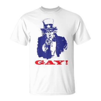 Funny Uncle Sam Griddy Say Gay Lgbt Gay Ally Pride Month Unisex T-Shirt - Monsterry DE