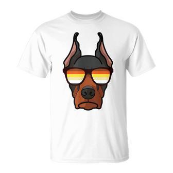 Gay Doberman With Sunglasses - Cute Gay Pride Dog Unisex T-Shirt | Mazezy