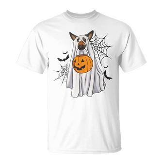 German Shepherd Ghost Halloween Pumpkin For Dog Lover T-Shirt