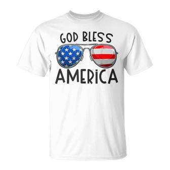 God Bless America Sunglasses Usa Flag Patriotic 4Th Of July  Unisex T-Shirt