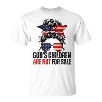 Gods Children Are Not For Sale - Messy Bun Usa Flag Glasses  Usa Funny Gifts Unisex T-Shirt
