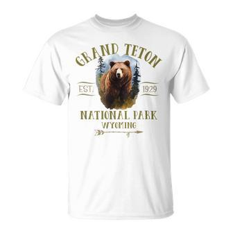 Grand Teton National Park Grizzly Bear Souvenir Design Usa Gifts For Bear Lovers Funny Gifts Unisex T-Shirt | Mazezy