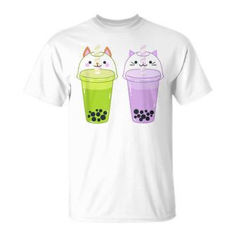 Green Tea Boba Taro Milk Bubble Tea Matcha Kawaii Cute Pearl Unisex T-Shirt | Mazezy