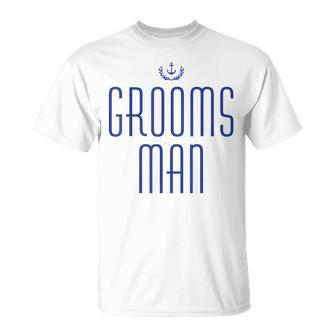 Groomsman Nautical With Anchor Navy Blue Unisex T-Shirt | Mazezy CA