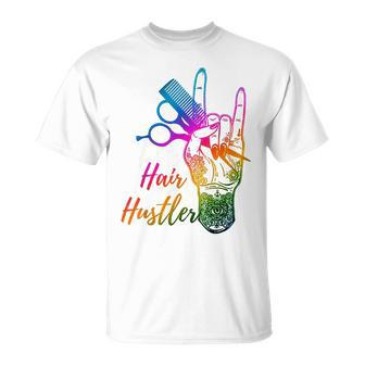 Hair Hustler Tie Dye Hair Stylist Hairdresser Barber Retro T-Shirt | Mazezy