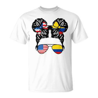 Half American Half Colombian Girl Usa Colombia Flag Patriot Unisex T-Shirt - Monsterry