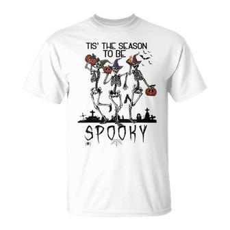 Halloween Tis' The Season To Be Spooky Dancing Skeletons Dancing T-Shirt | Mazezy