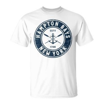 Hampton Bays New York Ny Vintage Boat Anchor & Oars Unisex T-Shirt | Mazezy