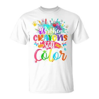 Hand Broken Crayons Still Color Suicide Prevention Awareness T-Shirt | Mazezy
