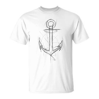 Hand-Drawn Anchor Anchor Tattoo Motif Print Unisex T-Shirt | Mazezy