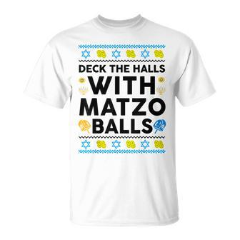 Hanukkah Deck Hall With Matzo Ball Ugly Sweater Jewish T-Shirt - Thegiftio UK