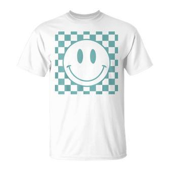 Happy Face 70S Vintage Checkered Pattern Retro Smile Face T-shirt - Thegiftio UK