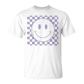 Happy Face Checkered Pattern Smile Face Meme T-shirt - Thegiftio UK