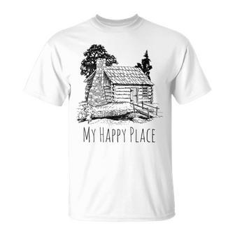 My Happy Place A Cabin In The Woods T-Shirt | Mazezy