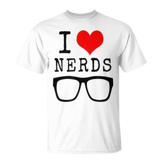 I Heart Love Nerds Glasses Geek Nerd Costume T-Shirt | Mazezy