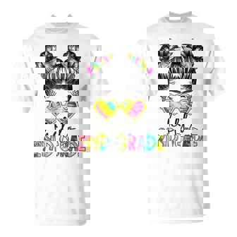 Hello 2Nd Second Grade Messy Bun Back To School Tie Dye Girl  Unisex T-Shirt