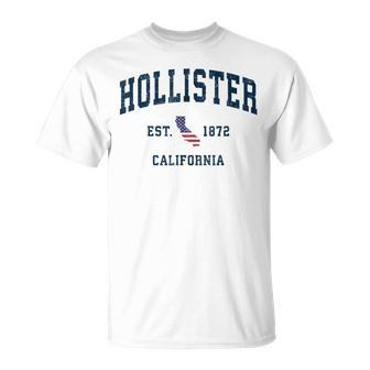 Hollister California Vintage State Usa Flag Athletic Style Unisex T-Shirt - Seseable