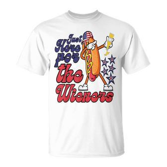 Hot Dog Im Just Here For The Wieners 4Th Of July Unisex T-Shirt - Monsterry CA