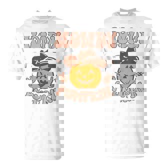 Howdy Pumpkin Vintage Fall Autumn Western Halloween Pumpkin Funny Gifts Unisex T-Shirt | Mazezy