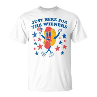 Im Just Here For The Wieners Funny 4Th Of July Hotdog Gift For Mens Unisex T-Shirt - Monsterry AU