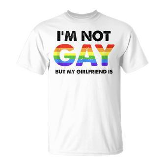 Im Not Gay But My Girlfriend Is Funny Couple Lesbian Pride Unisex T-Shirt | Mazezy