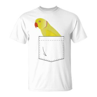Indian Ringneck Parakeet Parrot Fake Pocket T-Shirt | Mazezy