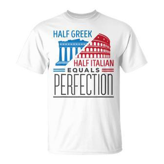 Italy Pride Heritage Half Greek Half Italian Greece Unisex T-Shirt | Mazezy