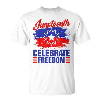 Junenth Celebrate Freedom Red White Blue Free Black Slave Unisex T-Shirt | Mazezy