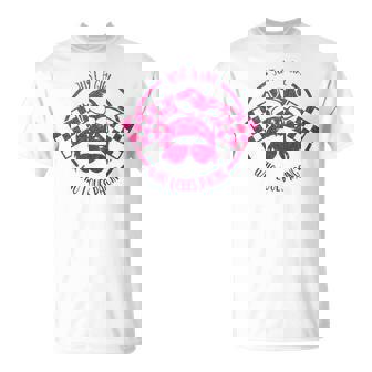 Just A Girl Who Loves Racing Race Day Checkered Flags Gift Racing Funny Gifts Unisex T-Shirt | Mazezy